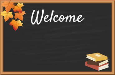 Welcome black board with handwritten word 