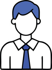 Obraz premium Stylized illustration of a person wearing a white collared shirt and a blue tie representing a professional or business individual