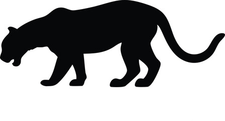 Silhouette of a powerful leopard walking against a white background simple vector illustration