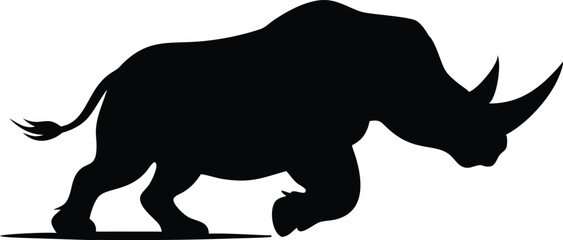 Silhouette of a powerful rhinoceros in motion illustrating wildlife and natural elements