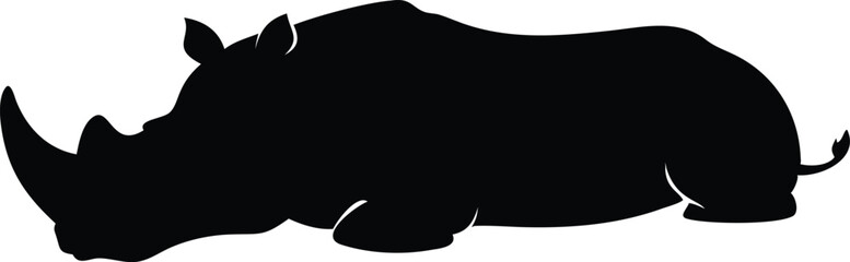 Silhouette of a resting rhinoceros vector illustration on white background simple and elegant design