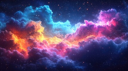 Obraz premium Colorful celestial cloudscape with vibrant stars.