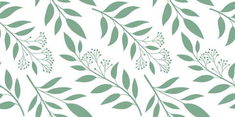 Seamless floral design with bamboo leaves and natural botanical elements perfect for decorative backgrounds and vintage-style patterns