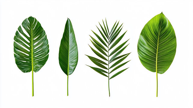 Collection of Lush Green Tropical Palm Leaves Monstera, Banana, Palm, and More