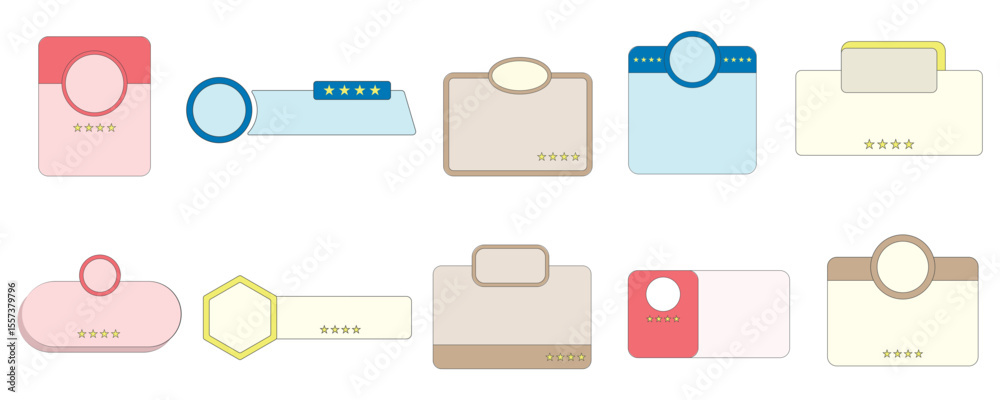 Fototapete set of isolated testimonial boxes of various shapes with space for testimonial text, modern flat sty