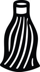 Stylized black and white icon of a mop head with a thick handle and flowing strands representing cleaning tools