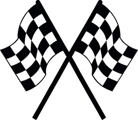  Black and white racing flag icon on transparent background