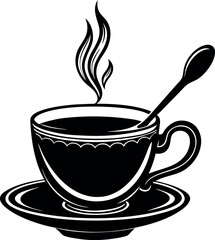 Cup of tea silhouette icon on transparent background