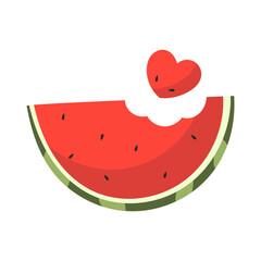 Watermelon Slice with Heart Illustration