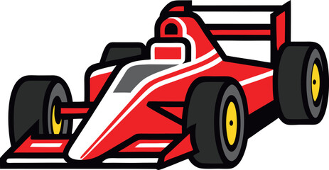 F 1 red racing car icon on transparent background