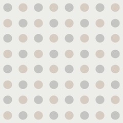 A pattern of evenly spaced beige and gray polka dots is arranged against a light background. The dots are organized in aligned vertical and horizontal rows, creating a simple and uniform design.