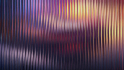 Obraz na płótnie Canvas Fractal glass gradient background with pink sunset color and warm light. Yellow blur and abstract red degrade effect with violet gradation. Premium ribbed chrome design suits autumn or summer studio.