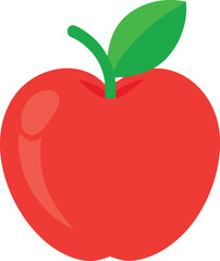Red apple with leaf vector illustration 