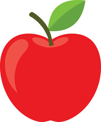 Fresh red apple with green leaf, a healthy fruit vector illustration 