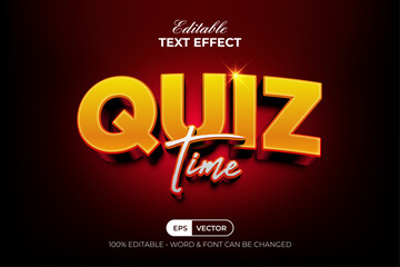 Quiz Time Editable Text Effect 3D Golden Curved Style.