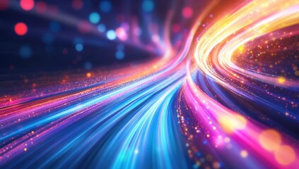 Obraz premium Abstract swirling paths of vibrant light streaks