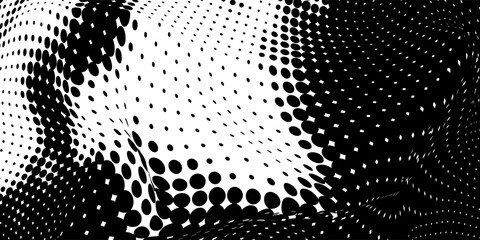 Halftone background. Grunge halftone pop art texture. White and black abstract wallpaper. Geometric retro vector modern © Holik