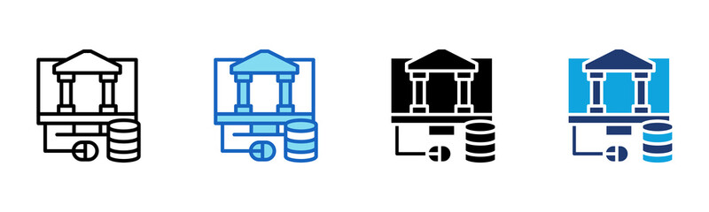 Online Banking icon Multi Style Vector Illustration