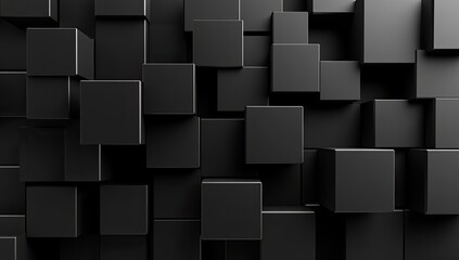 Abstract background of many clustered black cubes