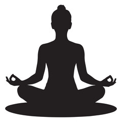 Silhouette of a Meditating Woman Peaceful Yoga Pose Illustration Serene Female Figure Contemplation Relaxation Mindfulness Health and Wellness Concept