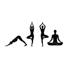 Yoga Positions Silhouettes Meditative Practice Holistic Health and Well being Demonstrating Mindfulness Flexibility and Balance for Mind and Body