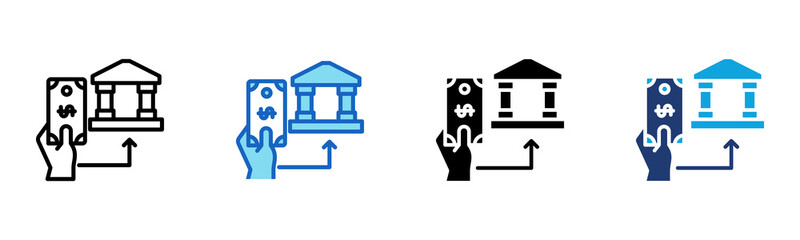 Bank Transfer icon Multi Style Vector Illustration