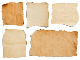 Collection of  torn color paper texture isolated on white background