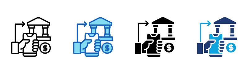 Bank Approval icon Multi Style Vector Illustration