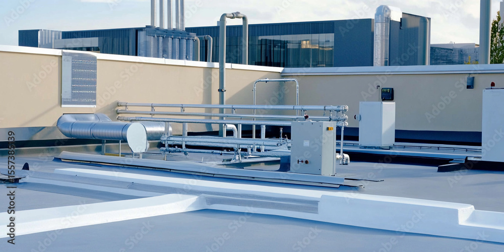 Poster Efficient commercial rooftop setup for optimal energy use Generative AI