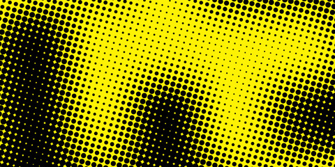 Yellow and black backdrop with dot halftone pattern element. Abstract brush grunge background. retro comic concept for your graphic design, banner or poster. Vector illustration. © Holik