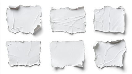 Collection of Torn White Paper Pieces Texture and Design Elements