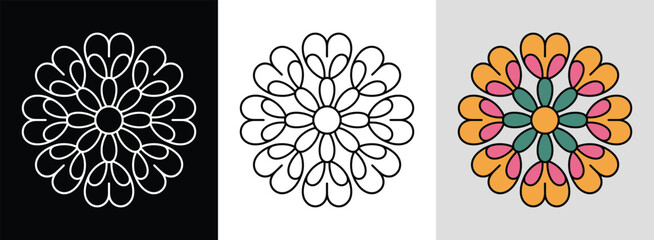 Mandala with elegant marigold petals and dynamic bright accents for vibrant decor.