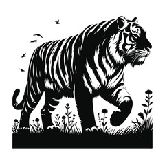 Naklejka premium Lion Silhouette Vector Illustration | Wild Animal Graphic | Jungle King Design