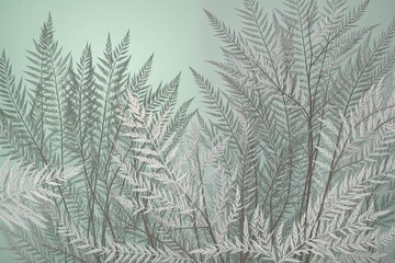 Delicate Fern Leaves on Soft Pastel Background in Elegant Arrangement