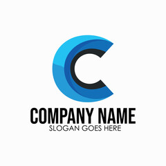 Stylized letter C logo, abstract and modern minimalist logo