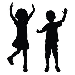 vector silhouette of children