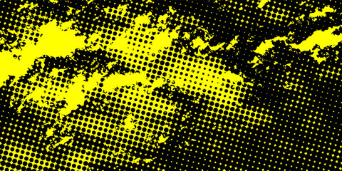 Dots halftone yellow and dark blue color pattern gradient grunge texture background modern © Holik