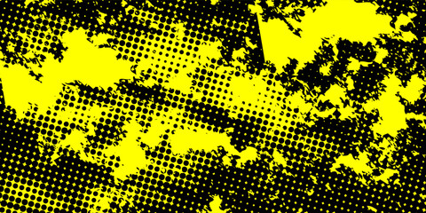 Dots halftone yellow and dark blue color pattern gradient grunge texture background modern © Holik