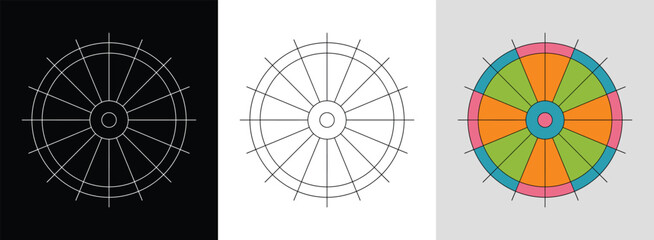 Clean symmetrical mandala with concentric circles and triangular shapes for modern decor.