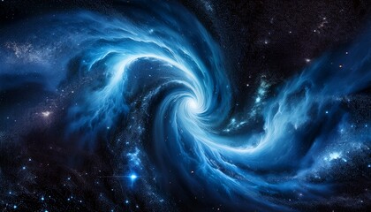 cosmic nebula swirls in blue and black wallpaper background
