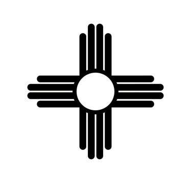 Zia symbol isolated. Ancient native Americans silhouette sign, icon, badge, mockup. Logo of New Mexico state.