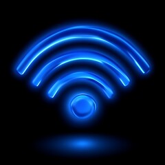 Glowing blue wifi symbol on dark background