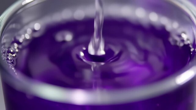 Cinematic Slow-Motion Video of Silver Liquid in Burette and Flask