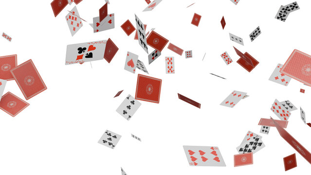 3D Render a bunch of cards are flying in the air