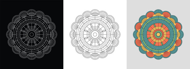 Ocean wave mandala with shells, fish, and bright tropical beach colors for coastal decor.