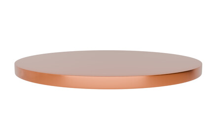 3D Render a round metal table with a white background