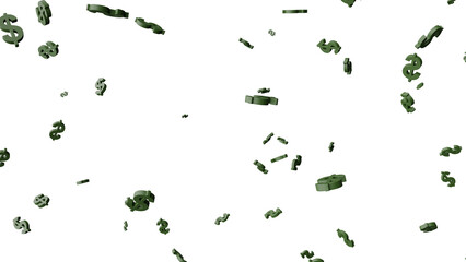 3D Render a lot of money falling down into the air