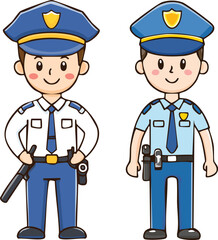 set of funny cartoon policeman