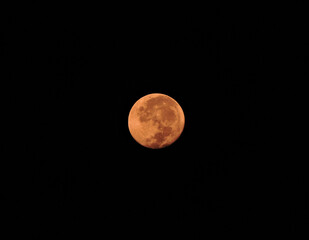 Full Red Moon in Night Sky