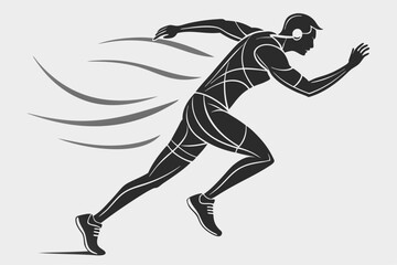 Abstract Line Art Silhouette Human Figure in Dynamic Motion Design